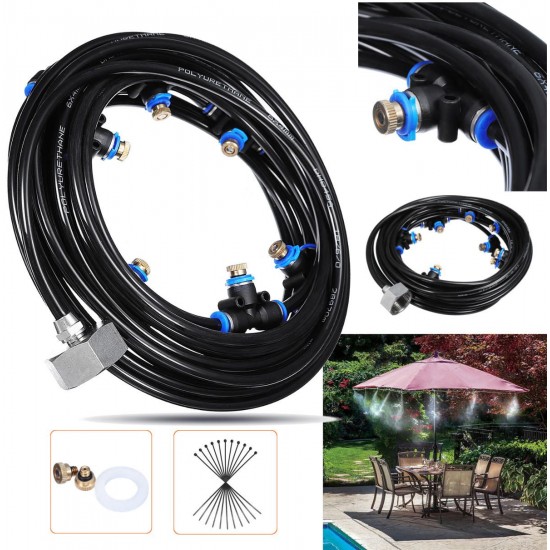 10M+3M Outdoor Mist Coolant System Water Sprinkler Garden Patio Mister Cooling Spray Kits Micro Irrigation Set With 19 Spray Nozzles