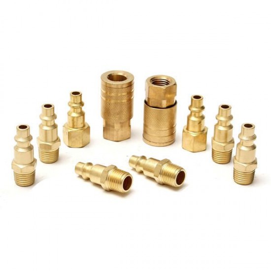 10Pcs 1/4inch NPT Brass Coupler Adapter Quick Disconnect Hose Fittings