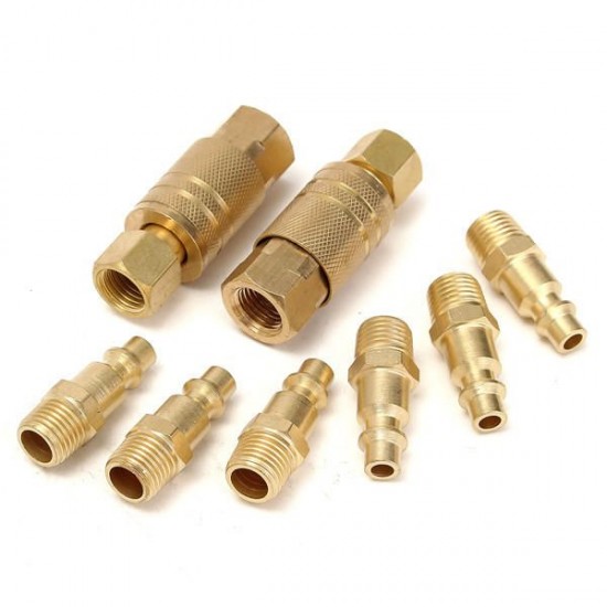 10Pcs 1/4inch NPT Brass Coupler Adapter Quick Disconnect Hose Fittings