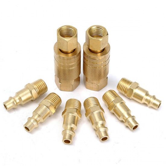 10Pcs 1/4inch NPT Brass Coupler Adapter Quick Disconnect Hose Fittings