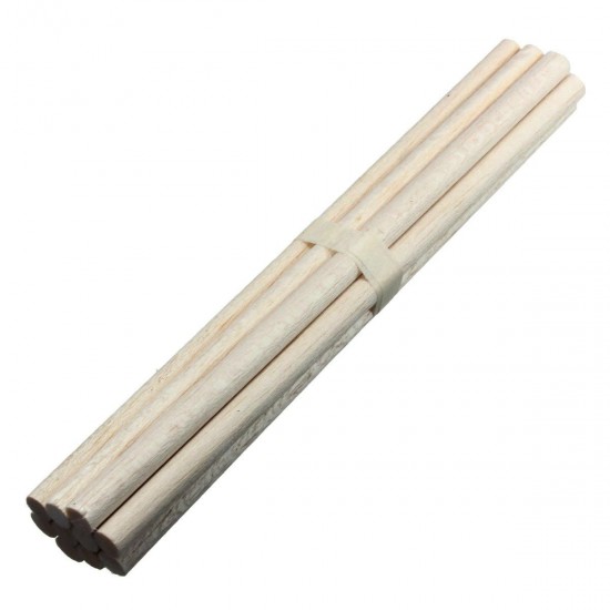 10Pcs 200mmx8mm Round Natural Wood Stick Wooden Dowel Rod for DIY Crafts Model