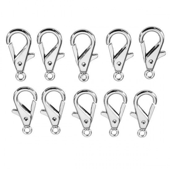 10Pcs 23mm Silver Zinc Alloy Lobster Claw Clasp with 1.7mm Round Ring