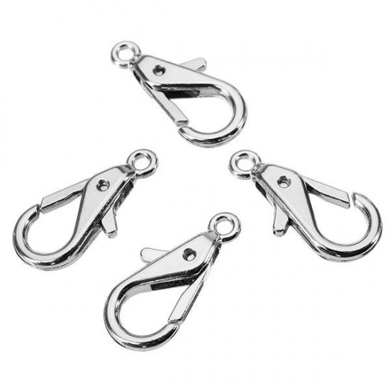 10Pcs 23mm Silver Zinc Alloy Lobster Claw Clasp with 1.7mm Round Ring