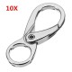 10Pcs 45mm Silver Zinc Alloy Double Eye Shaped Spring Snap Hook with 11mm Round Ring