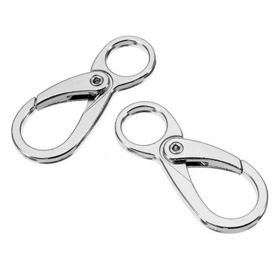 10Pcs 45mm Silver Zinc Alloy Double Eye Shaped Spring Snap Hook with 11mm Round Ring