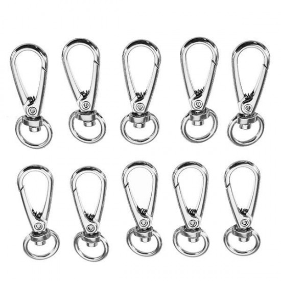 10Pcs 45mm Silver Zinc Alloy Oval Swivel Spring Snap Hook Trigger Clip with 11mm Round Ring