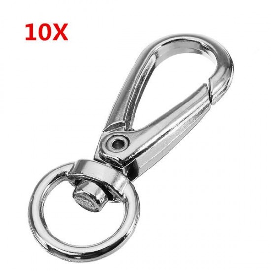 10Pcs 45mm Silver Zinc Alloy Oval Swivel Spring Snap Hook Trigger Clip with 11mm Round Ring