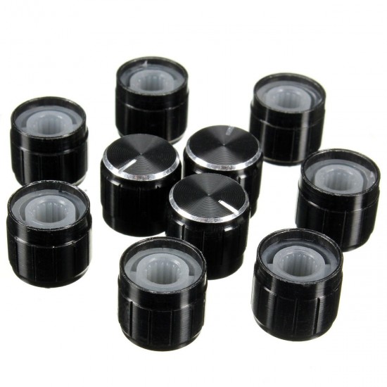 10Pcs Black Volume Control Knob For 6mm Knurled Shaft Potentiometer Rotary Knobs