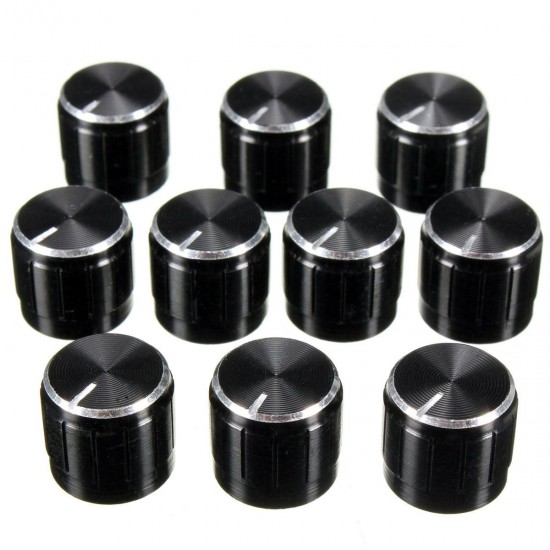 10Pcs Black Volume Control Knob For 6mm Knurled Shaft Potentiometer Rotary Knobs