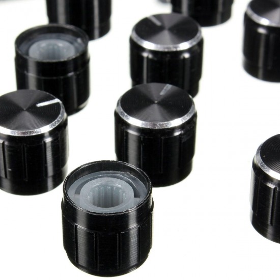 10Pcs Black Volume Control Knob For 6mm Knurled Shaft Potentiometer Rotary Knobs