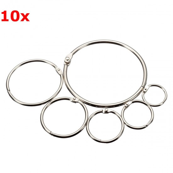 10Pcs Book Binder Hinged Rings Metal Loose Leaf Keychain for Album Scrapbook