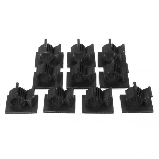 10Pcs Cable Cord Fasteners Holder Adhesive Black Tie Clips Clamp