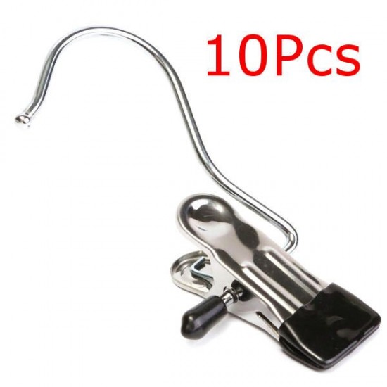 10Pcs Stainless Steel Clothes Coat Hanger Clips for Home Travelling Laundry