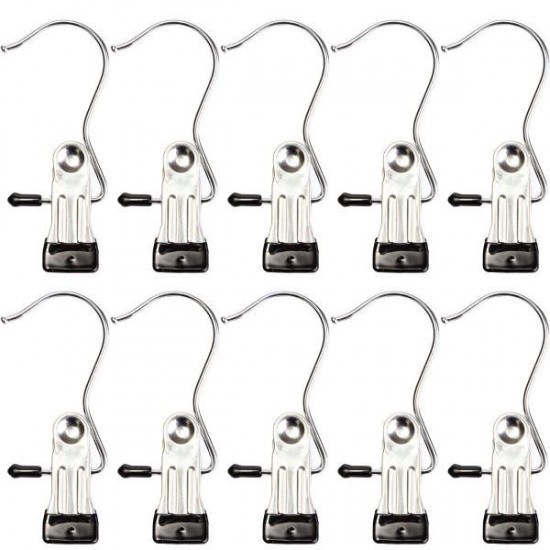 10Pcs Stainless Steel Clothes Coat Hanger Clips for Home Travelling Laundry