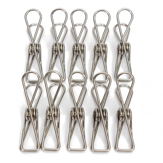 10Pcs Stainless Steel Clothes Pegs Hanging Pin Laundry Windproof Clips Home Clamps Clothespins