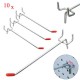 10Pcs Stainless Steel Wall Display Hooks for Coat Shop Slatwall Panel 10 x 150MM