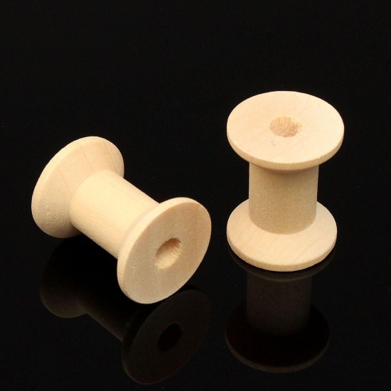 10Pcs Vintage Style Wooden Bobbins Spools Reels For Sewing Ribbons Twine Crafts