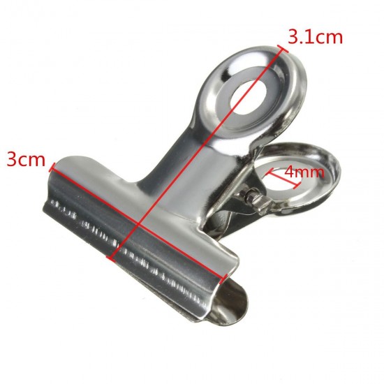 10pcs 31mm Stainless Steel Silver Bulldog Clips Money Letter Paper File Clamps