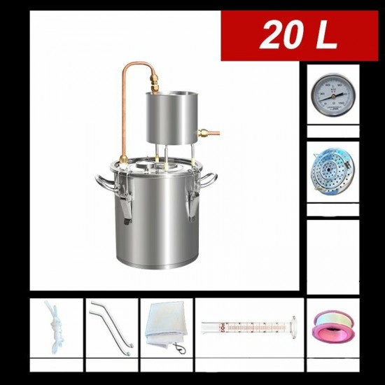 12/20/33L Alcohol Distiller 201 Stainless Steel Still Brewer Pure Water Kit Brew Alcohol Oil Boiler