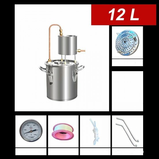 12/20/33L Alcohol Distiller 201 Stainless Steel Still Brewer Pure Water Kit Brew Alcohol Oil Boiler