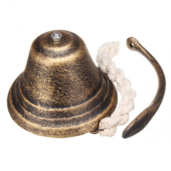 12CM Retro Cast Iron Dinner Doorbell Ring Bells Bracket Patio Coffee Wall Decorations Hand Bell