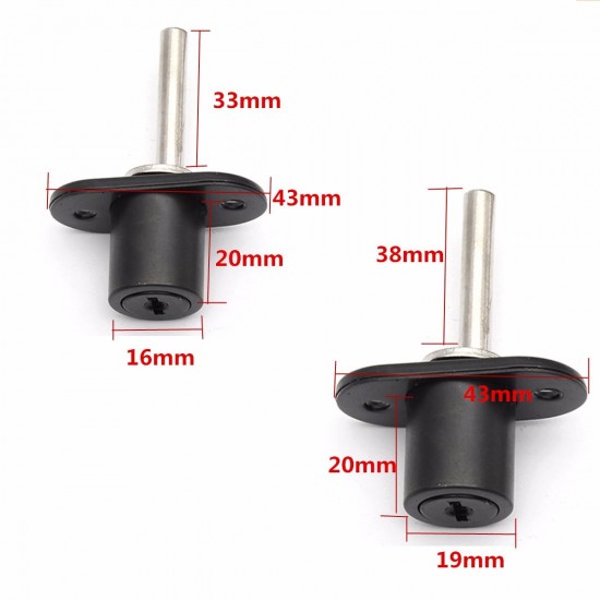 16mm 19mm Zinc Alloy Key Locking Cylinder Linkage Lock for 3 Drawers Cupboards Office Desk