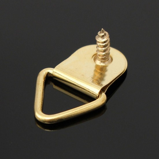 1pcs Gold D-Ring Painting Picture Frame Hanging Triangle Hanger Hook with Screw