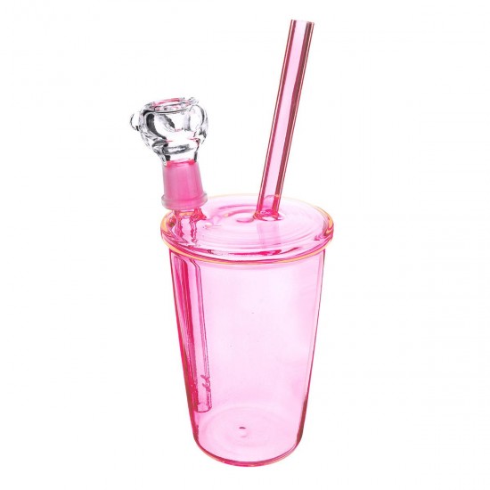 205mm/8.07'' Water Glass Pipe Straw Bottle Glassware Clear Pink