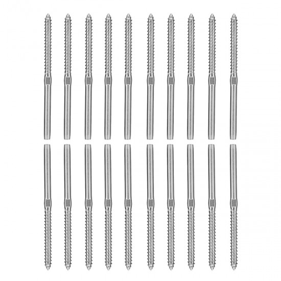 20Pcs Left Hand therad Steel Wire Rope Balustrade Kit Lag Screw Terminal Swage 3.2mm for 1/8'' Cable