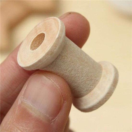 20Pcs Vintage Wooden Sewing Machine Bobbins Spools Reels