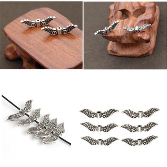 20pcs Silver Angel Fairy Wings Charm Spacer Beads Craft Hardware