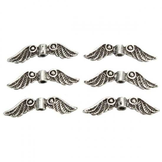 20pcs Silver Angel Fairy Wings Charm Spacer Beads Craft Hardware