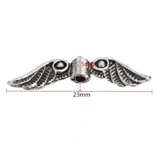 20pcs Silver Angel Fairy Wings Charm Spacer Beads Craft Hardware