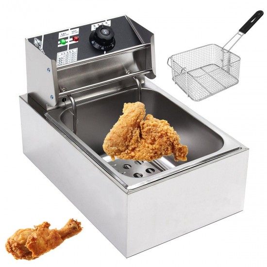 220V 2.5KW Electric Deep Fryer 6L Commercial Fry Frying Chip Cooker Basket