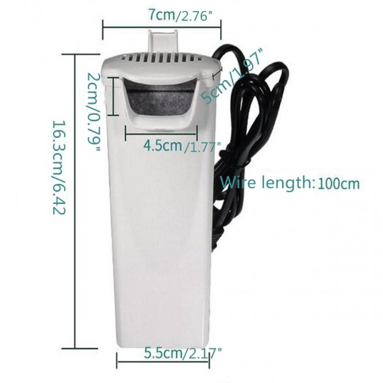 220V Aquarium Internal Filter Turtle Fish Tanks Water Pump Wall Suction Cup Standard Adaptor