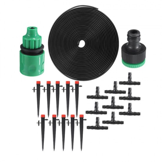 22Pcs/Set 5m Hose Outdoor Mist Coolant System Automatic Sprayer Plant Watering Sprinkler Quick Connector Nozzles Kits Drip