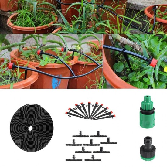 22Pcs/Set 5m Hose Outdoor Mist Coolant System Automatic Sprayer Plant Watering Sprinkler Quick Connector Nozzles Kits Drip