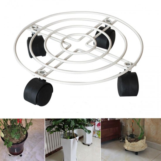 25-40cm Plant Pot Round Wheels Mover Trolley Caddy Garden Plate Metal Stand Rolling Plant