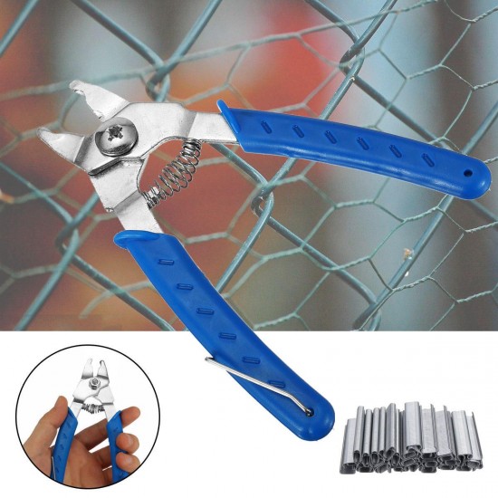 2500Pcs Hog Rings C Type Staples Clips Rings Steel Wire Fencing For Pet Cage Plier