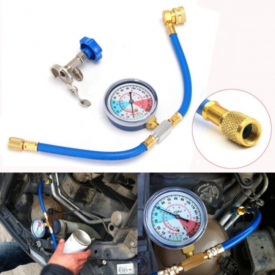 250PSI Recharge Measuring Hose Gauge Valve Refrigerant Pipe R134A R12 R22