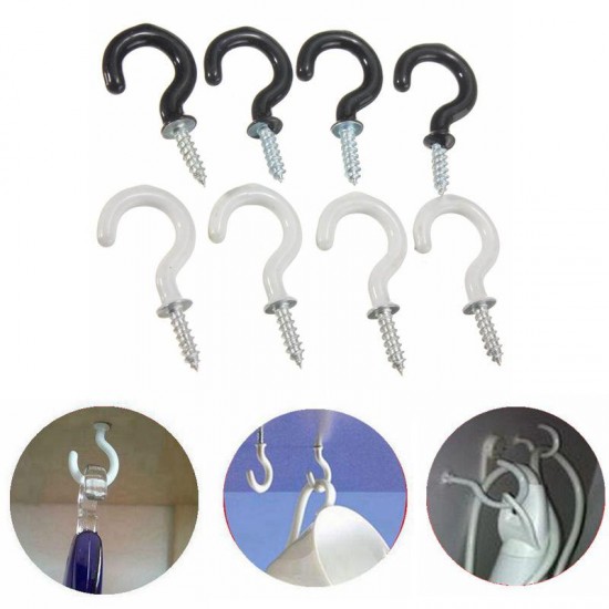 25pcs 30mm Plastic Cup Hook Wall Question Mark Hook Eyebolt Screws