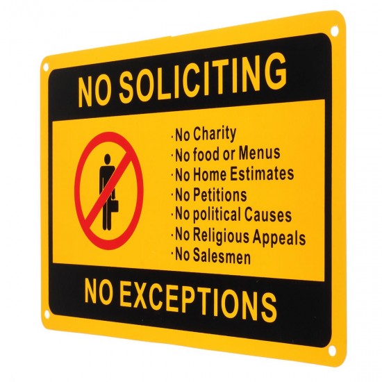 28x18cm No Soliciting No Exceptions Front Door Sign Security Warning Sticker Waterproof