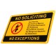 28x18cm No Soliciting No Exceptions Front Door Sign Security Warning Sticker Waterproof