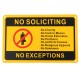 28x18cm No Soliciting No Exceptions Front Door Sign Security Warning Sticker Waterproof