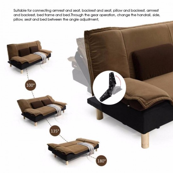2Pcs 3-Position Hinge Adjustable Mechanism Angle for Sofa Bed Bedding Furniture