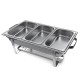 3 Plates Chafing Dish Tray Buffet Heating Stove Caterer Warmer Stainless Steel