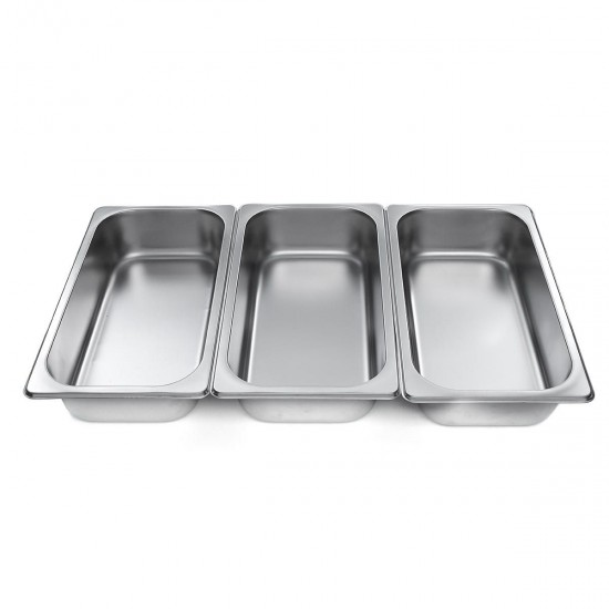 3 Plates Chafing Dish Tray Buffet Heating Stove Caterer Warmer Stainless Steel