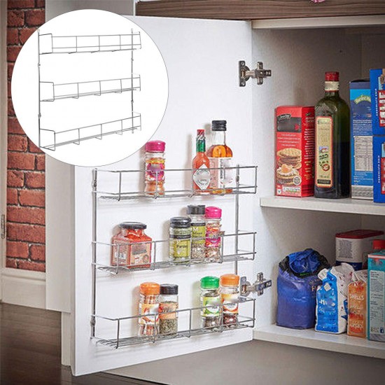 3 Tiers Kitchen Spice Rack Cabinet Wall Mount Storage Shelf Pantry Holder Kitchen Storage Rack