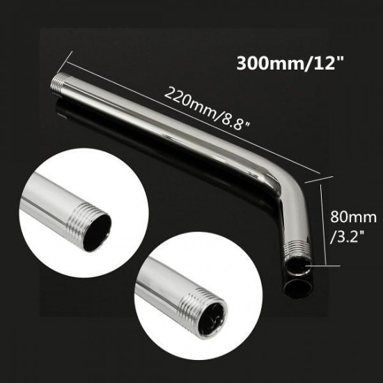 30CM Stainless Steel Shower Head Extension Wall Mounted Pipe