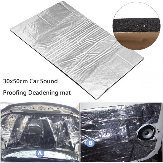 30x50cm Sound Proofing Deadening Mat Aluminum Foil Foam Anti Flame Retardant 7mm